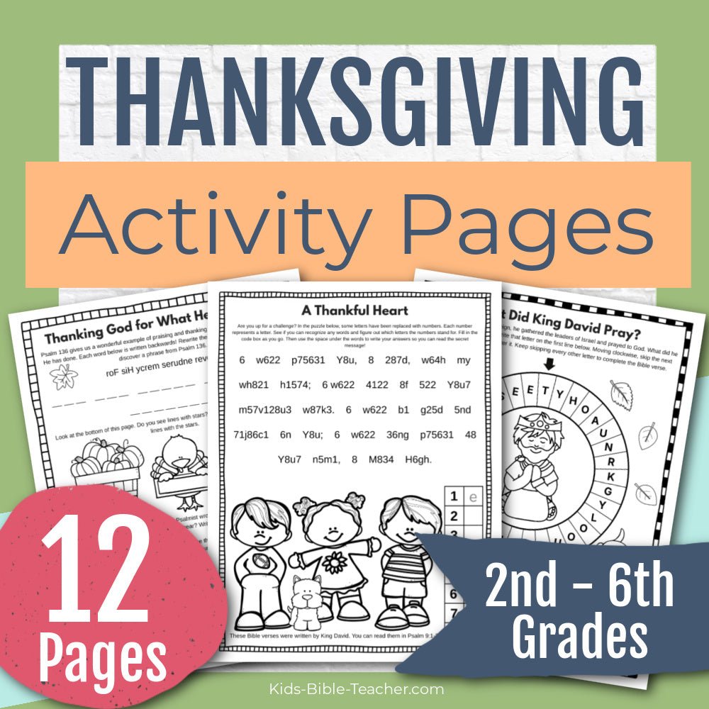 Thanksgiving Bible Activity Pages for Kids (2nd–6th Grades)