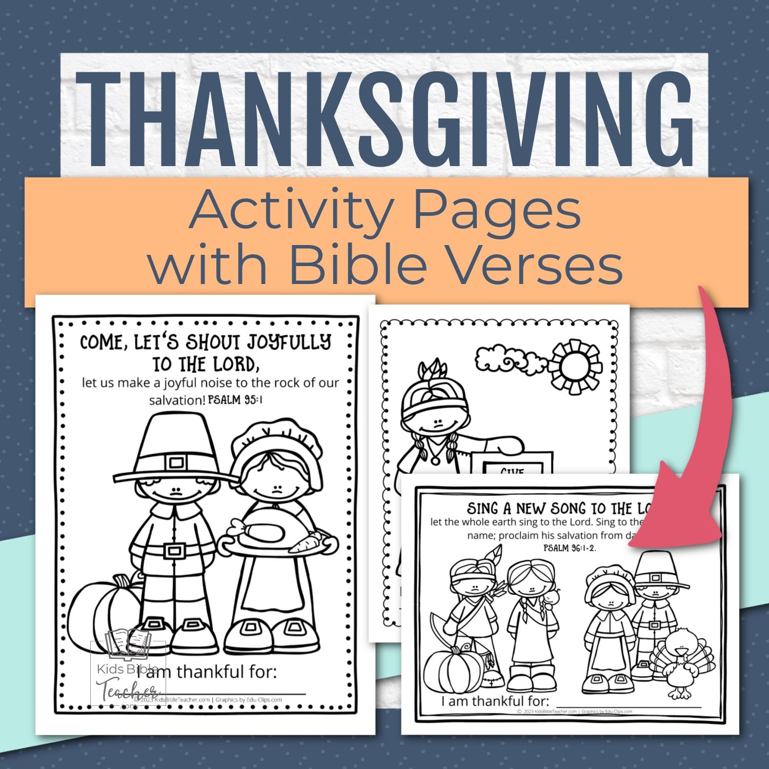 Thanksgiving activity pages with thanksgiving bible verses for kids