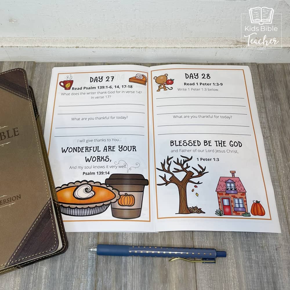 Gratitude Journal Pages with Thanksgiving Bible Verses, UNDATED Version