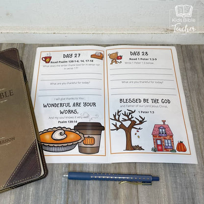 Gratitude Journal Pages with Thanksgiving Bible Verses, UNDATED Version