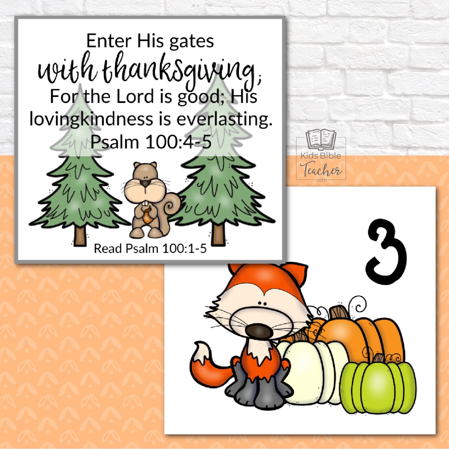 Thanksgiving Calendar Cards with Bible Verses - November Calendar Cards