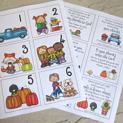 Thanksgiving Calendar Cards with Bible Verses - November Calendar Cards