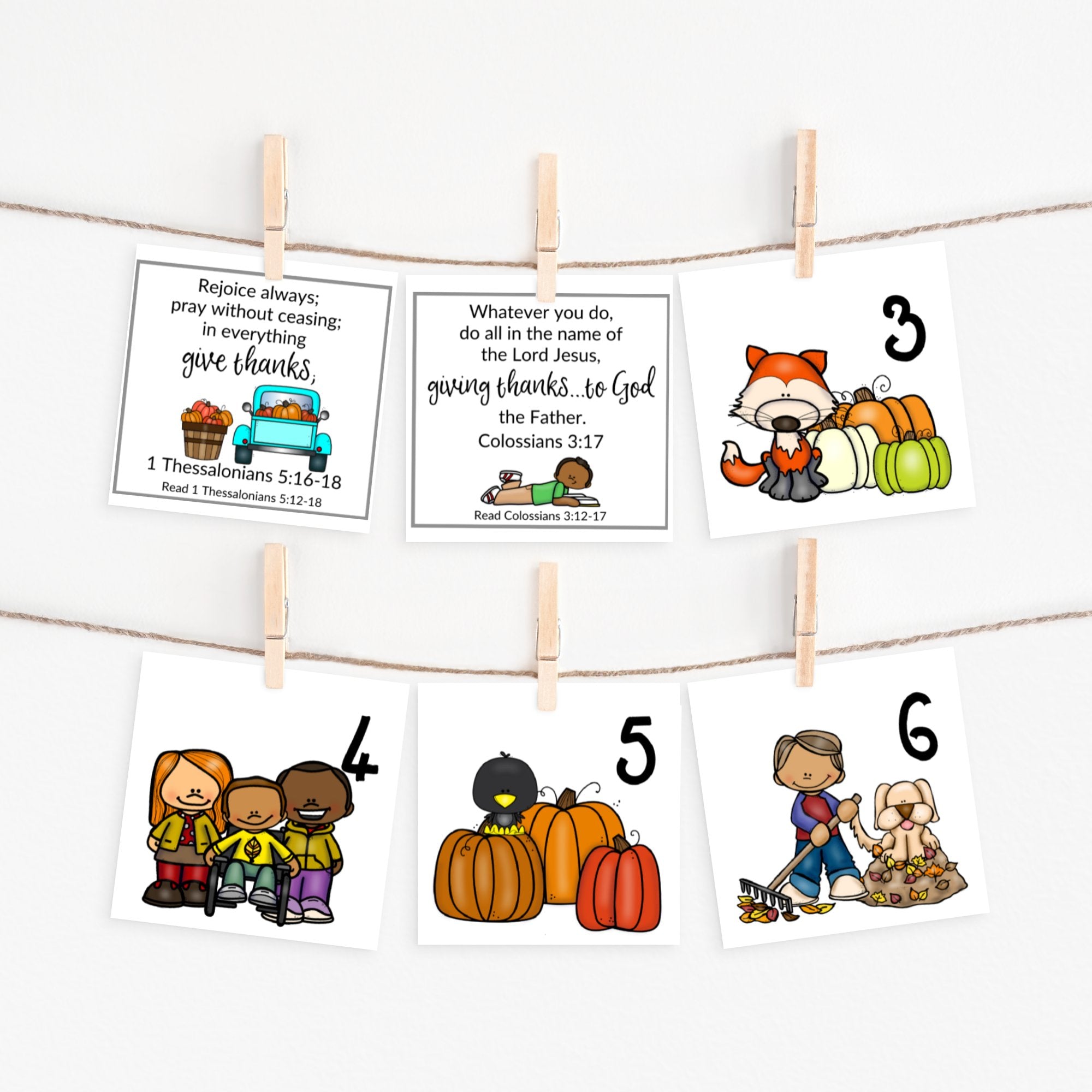 Thanksgiving Calendar Cards with Bible Verses - November Calendar Cards