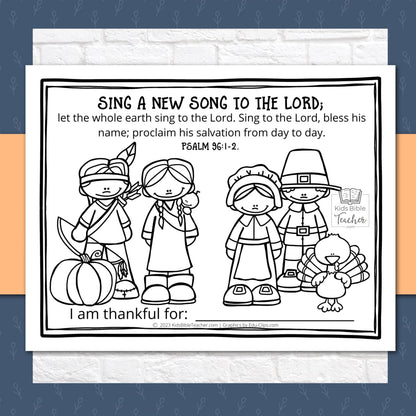 Thanksgiving Activity Pages with Thanksgiving Bible Verses for Kids