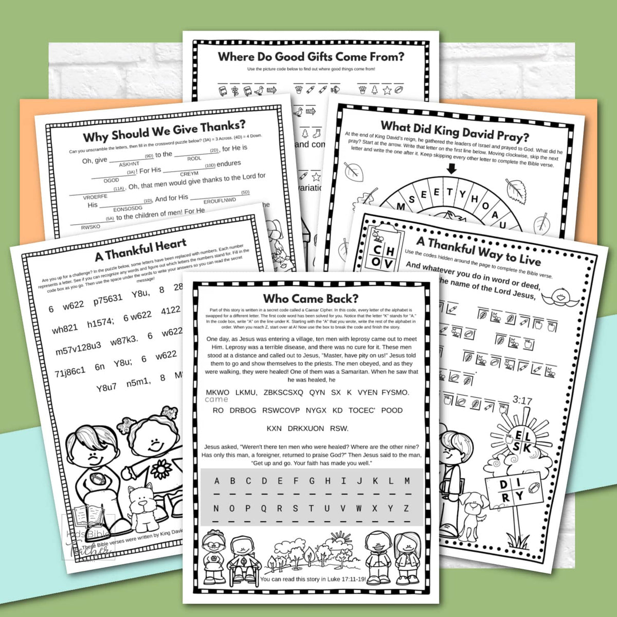 Thanksgiving Bible Activity Pages for Kids (2nd–6th Grades)