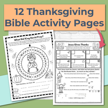 Thanksgiving Bible Activity Pages for Kids (2nd–6th Grades)