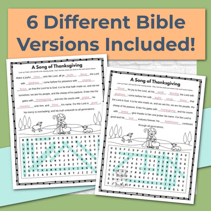 Thanksgiving Bible Activity Pages for Kids (2nd–6th Grades)