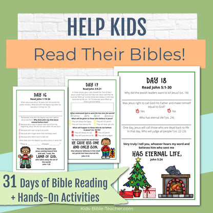 Christmas Bible Journal Pages for Kids 31 Days of Advent Bible Reading (Undated)