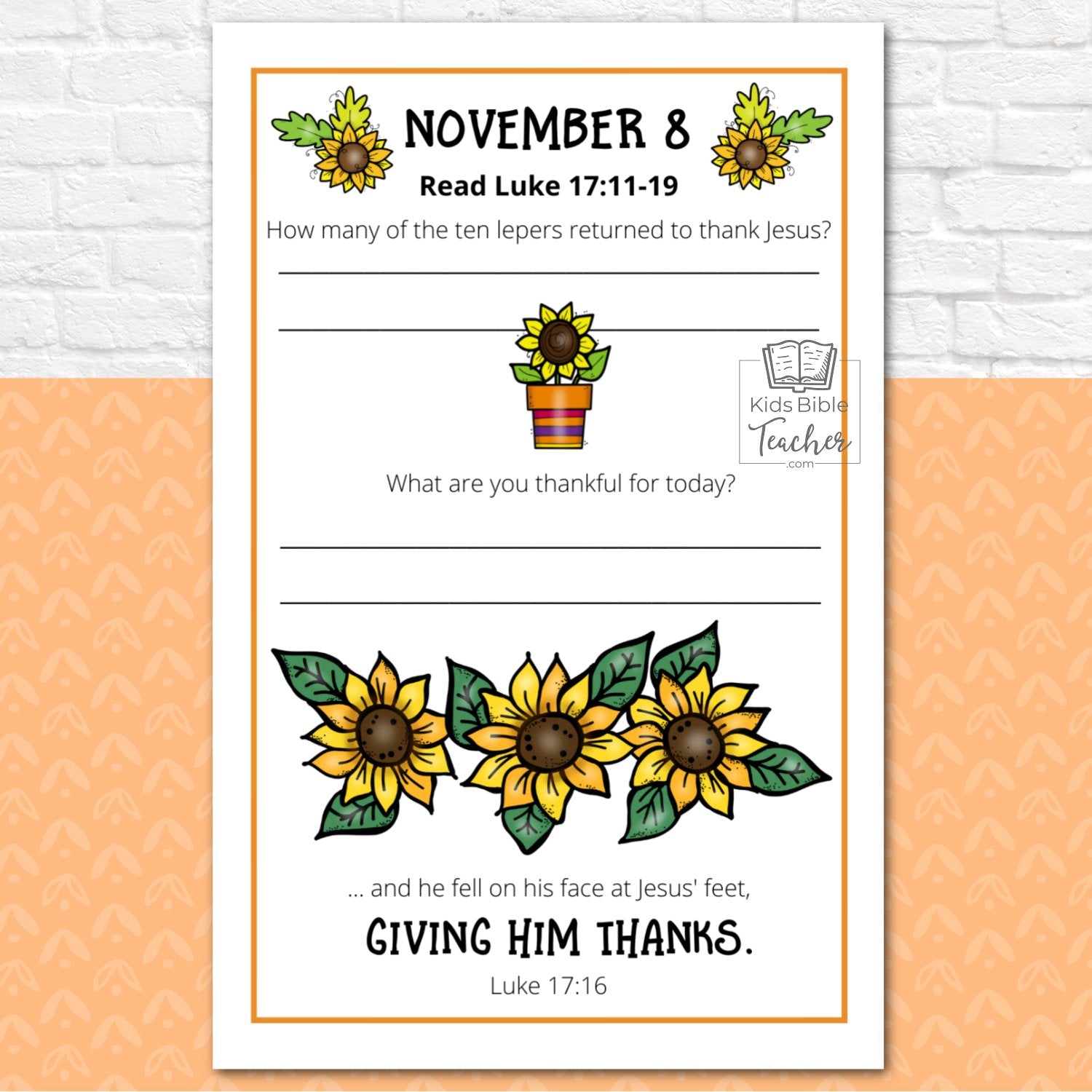 Gratitude Journal Pages with Thanksgiving Bible Verses, NOVEMBER Edition