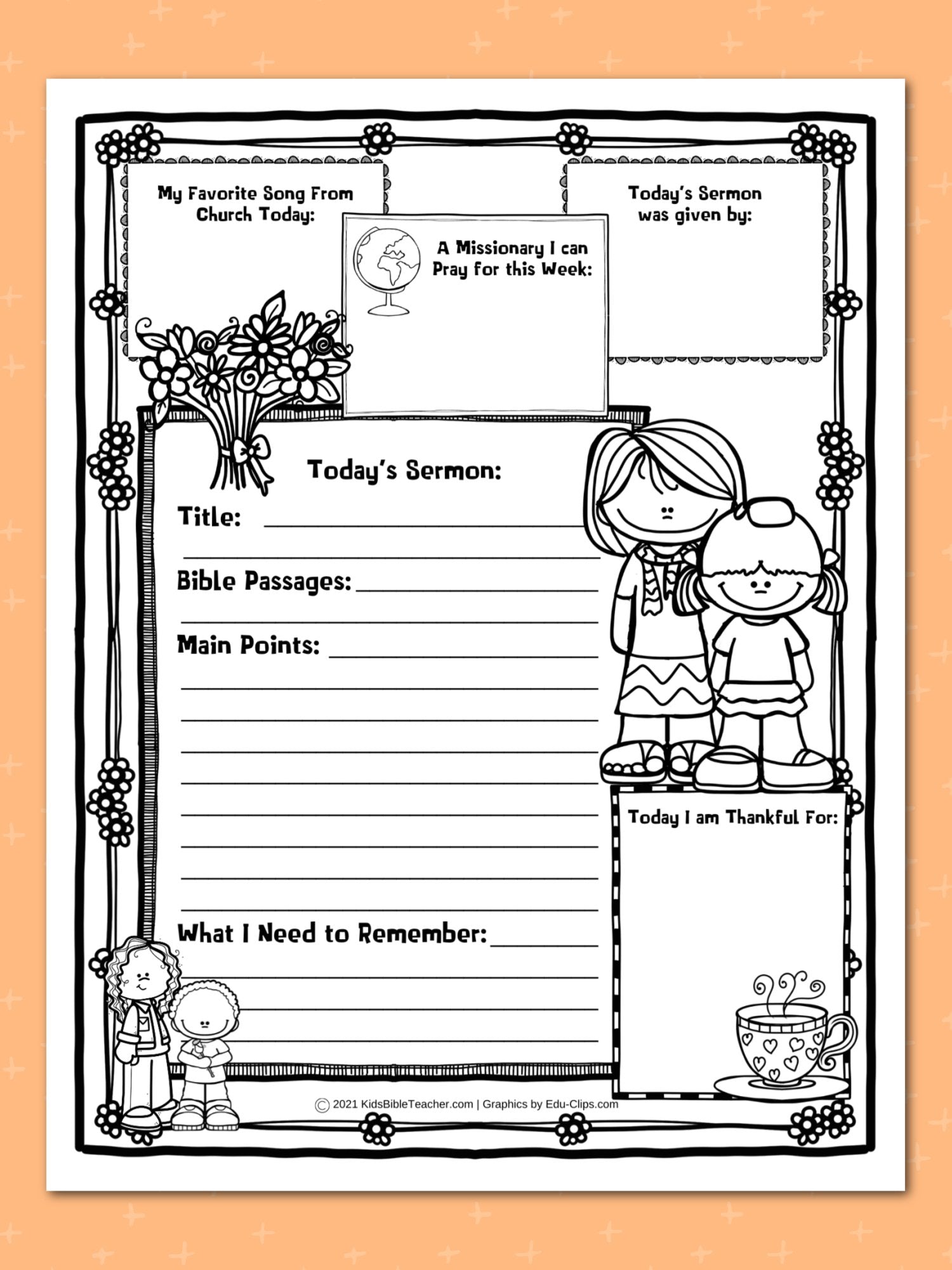 Seasonal and Holidays Sermon Notes Pack for Kids, Instant DIGITAL DOWNLOAD