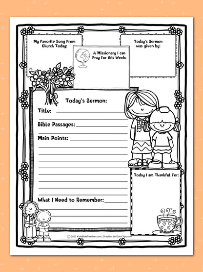 Seasonal and Holidays Sermon Notes Pack for Kids, Instant DIGITAL DOWNLOAD