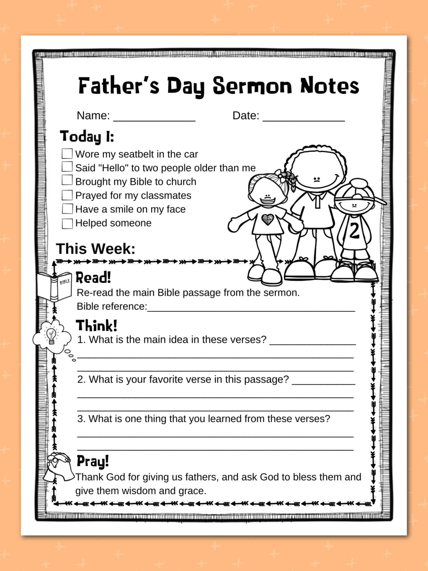 Seasonal and Holidays Sermon Notes Pack for Kids, Instant DIGITAL DOWNLOAD