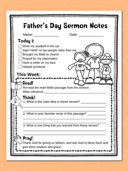 Seasonal and Holidays Sermon Notes Pack for Kids, Instant DIGITAL DOWNLOAD