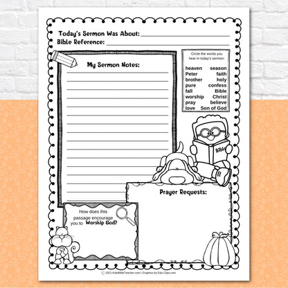 Seasonal and Holidays Sermon Notes Pack for Kids, Instant DIGITAL DOWNLOAD