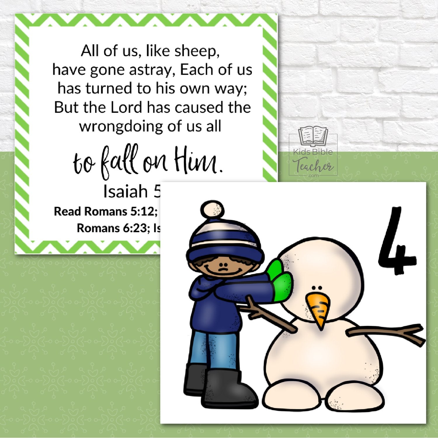 December Calendar Cards with Christmas Bible Verses - Advent Calendar Cards