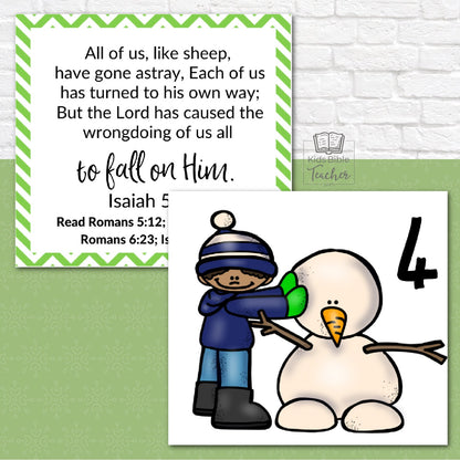 December Calendar Cards with Christmas Bible Verses - Advent Calendar Cards