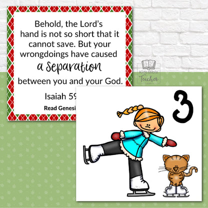 December Calendar Cards with Christmas Bible Verses - Advent Calendar Cards