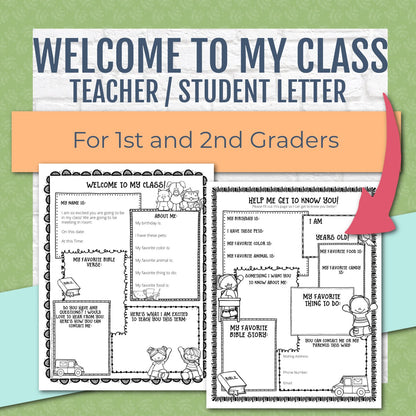 Welcome to My Class Letter for First Graders and Second Graders