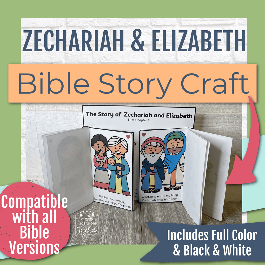 Zechariah and Elizabeth Booklet Bible Story Craft