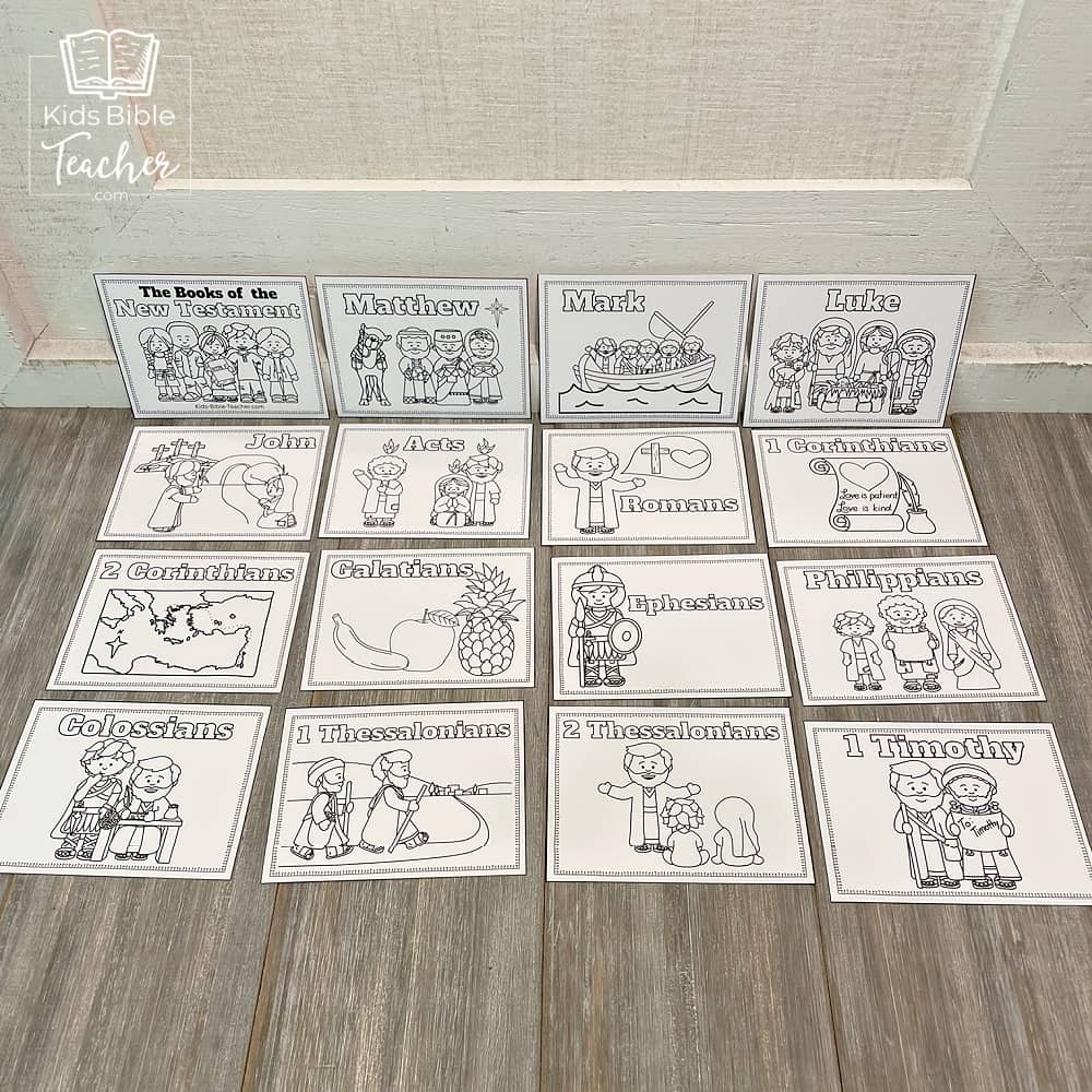 New Testament Books of the Bible Coloring Pages and Mini Cards for Kids