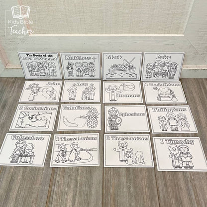 New Testament Books of the Bible Coloring Pages and Mini Cards for Kids