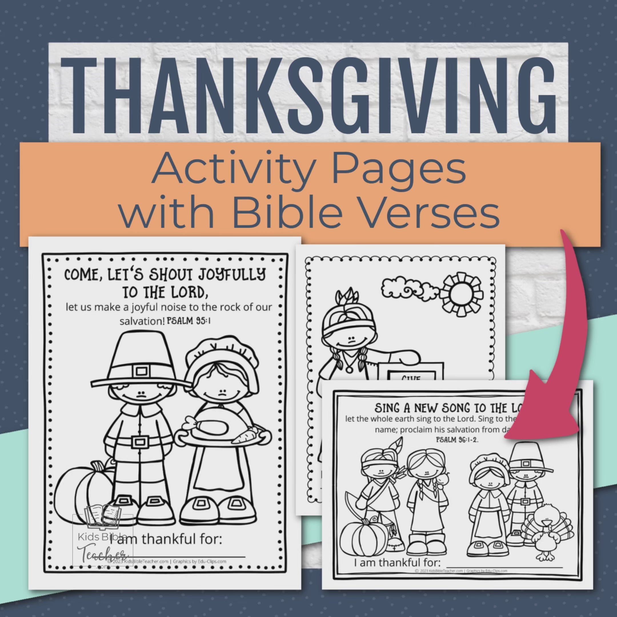 Thanksgiving Activity Pages with Thanksgiving Bible Verses for Kids