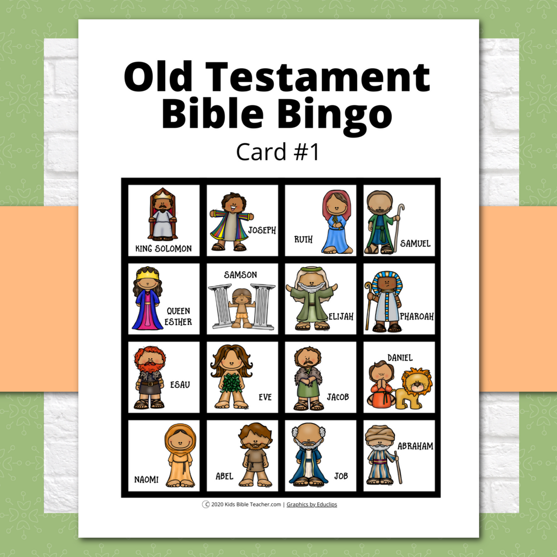 Bible Bingo - Old Testament CHARACTERS Bible Games for Kids