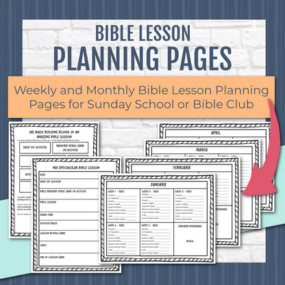 Weekly and Monthly Bible Lesson Planning Pages