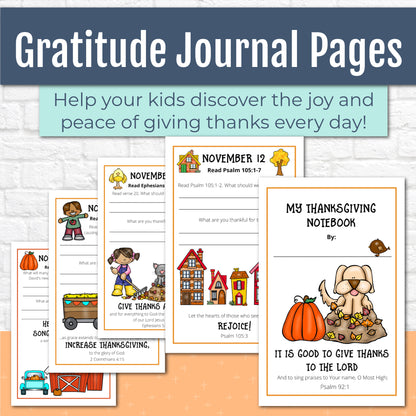 Gratitude Journal Pages with Thanksgiving Bible Verses, NOVEMBER Edition