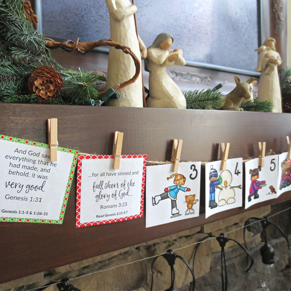 December Calendar Cards with Christmas Bible Verses - Advent Calendar Cards