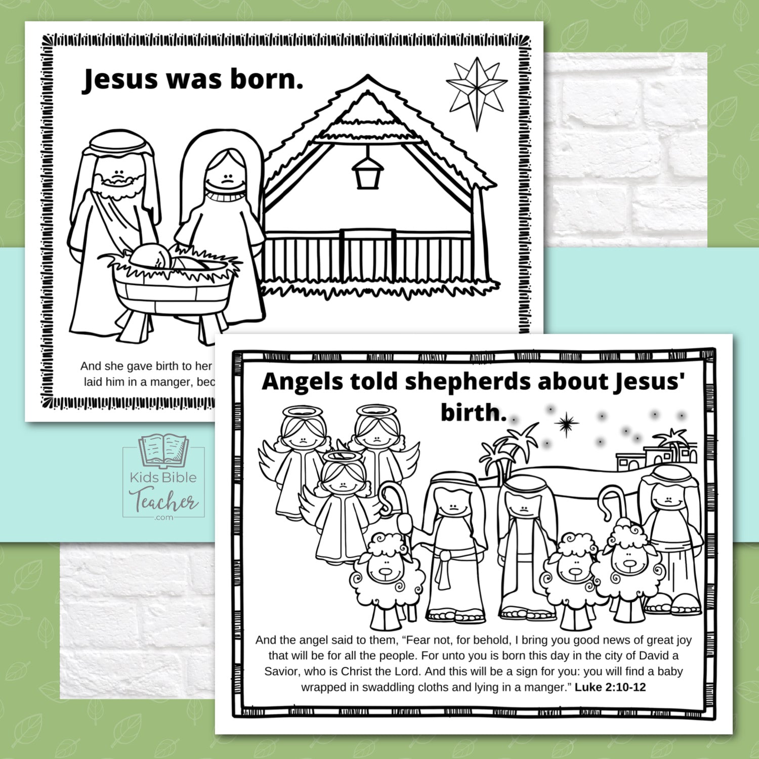 Jesus' Birth Christmas Coloring Pages : 15 Page Bible Nativity Story