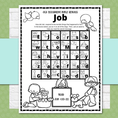 Job Bible Story Activity Pages in 3 Levels for Kindergarten through 6th Grade