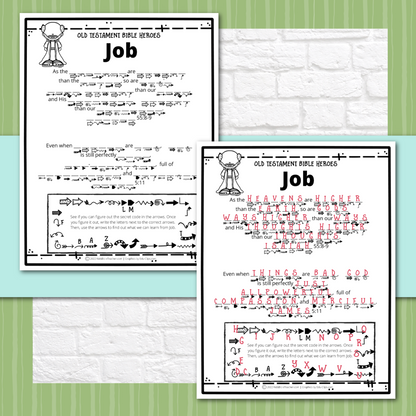 Job Bible Story Activity Pages in 3 Levels for Kindergarten through 6th Grade