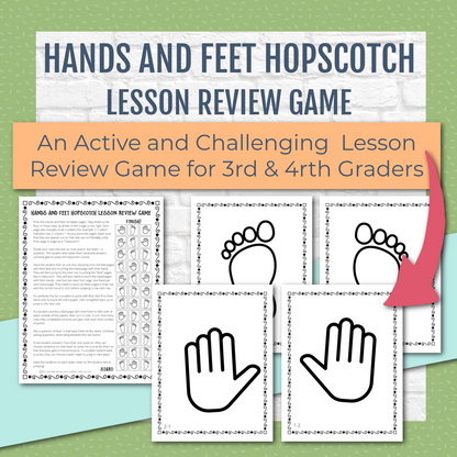 Hands and Feet Hopscotch Active Lesson Review Game for 3rd Graders and 4rth Graders