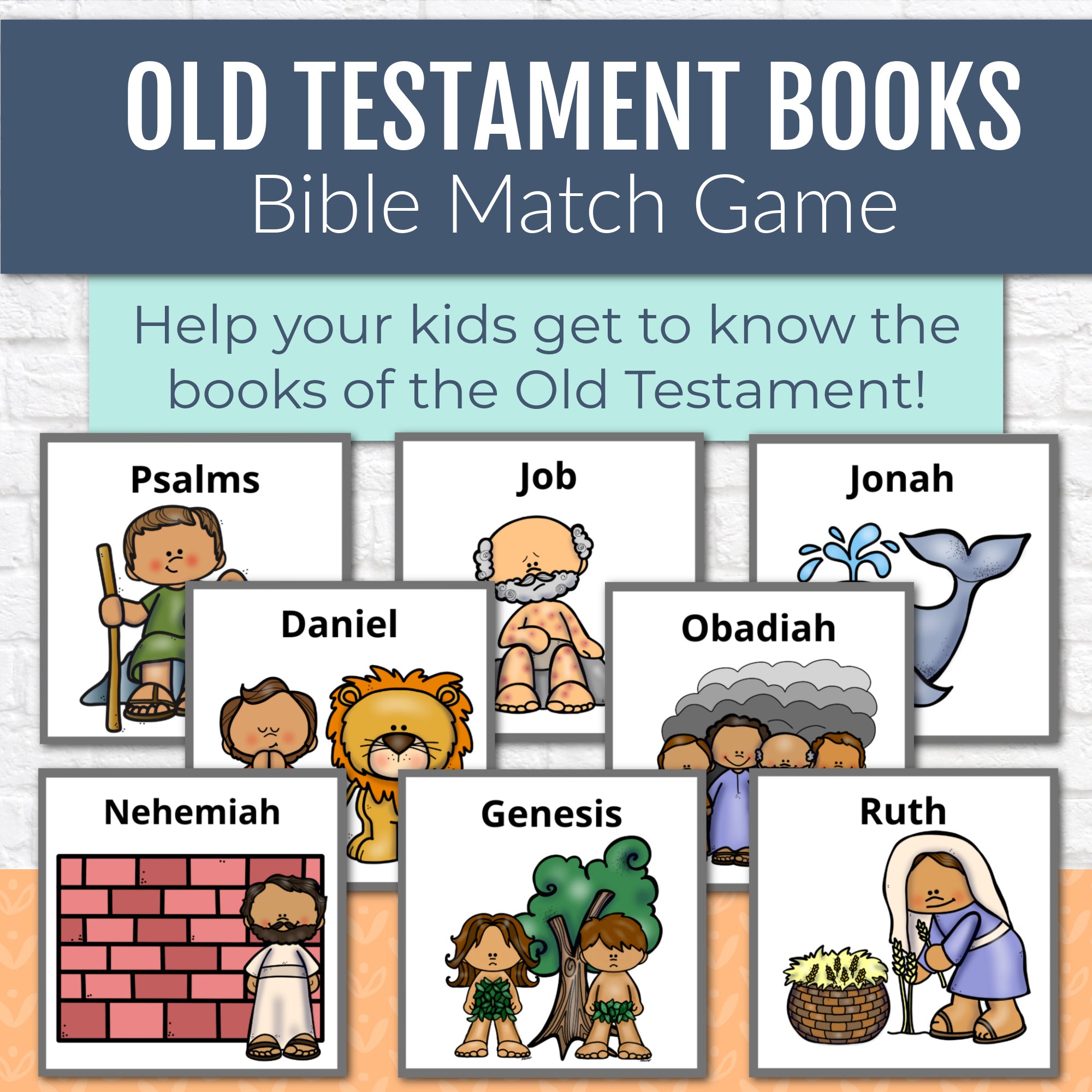Bible Match Game for Old Testament Books, Bible Games for Youth