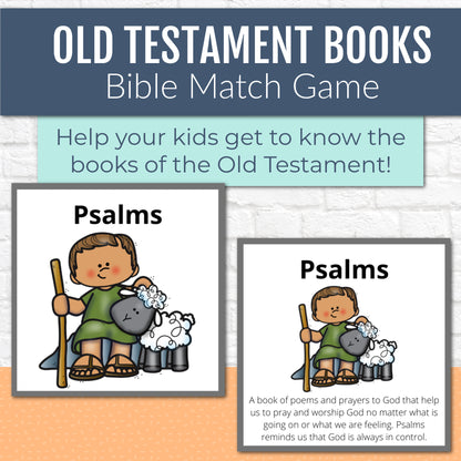 Bible Match Game for Old Testament Books, Bible Games for Youth