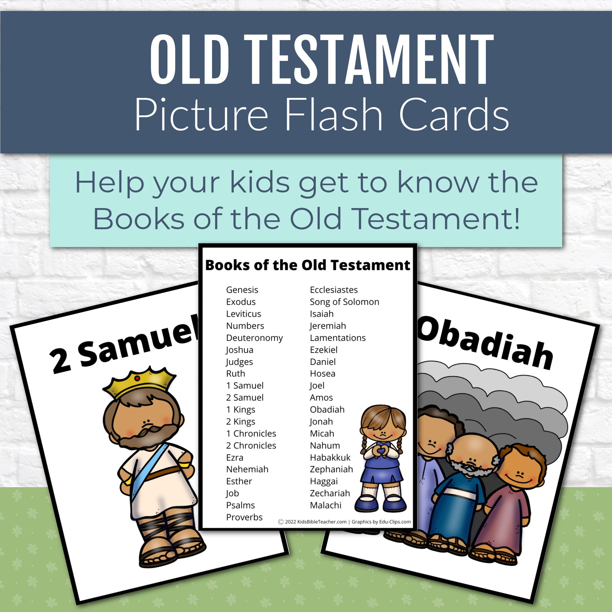 Old Testament Books of the Bible Flash Cards with Pictures – Kids Bible ...