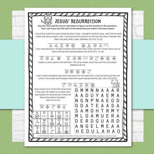 Jesus' Resurrection Activity Pages Easter Story Worksheets for Kids