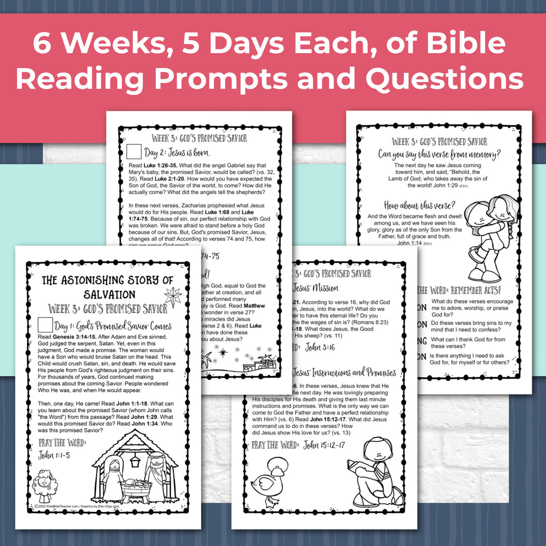 Salvation Bible Reading Pages - Six Week Bible Reading Plan for 1st - 6th Grades