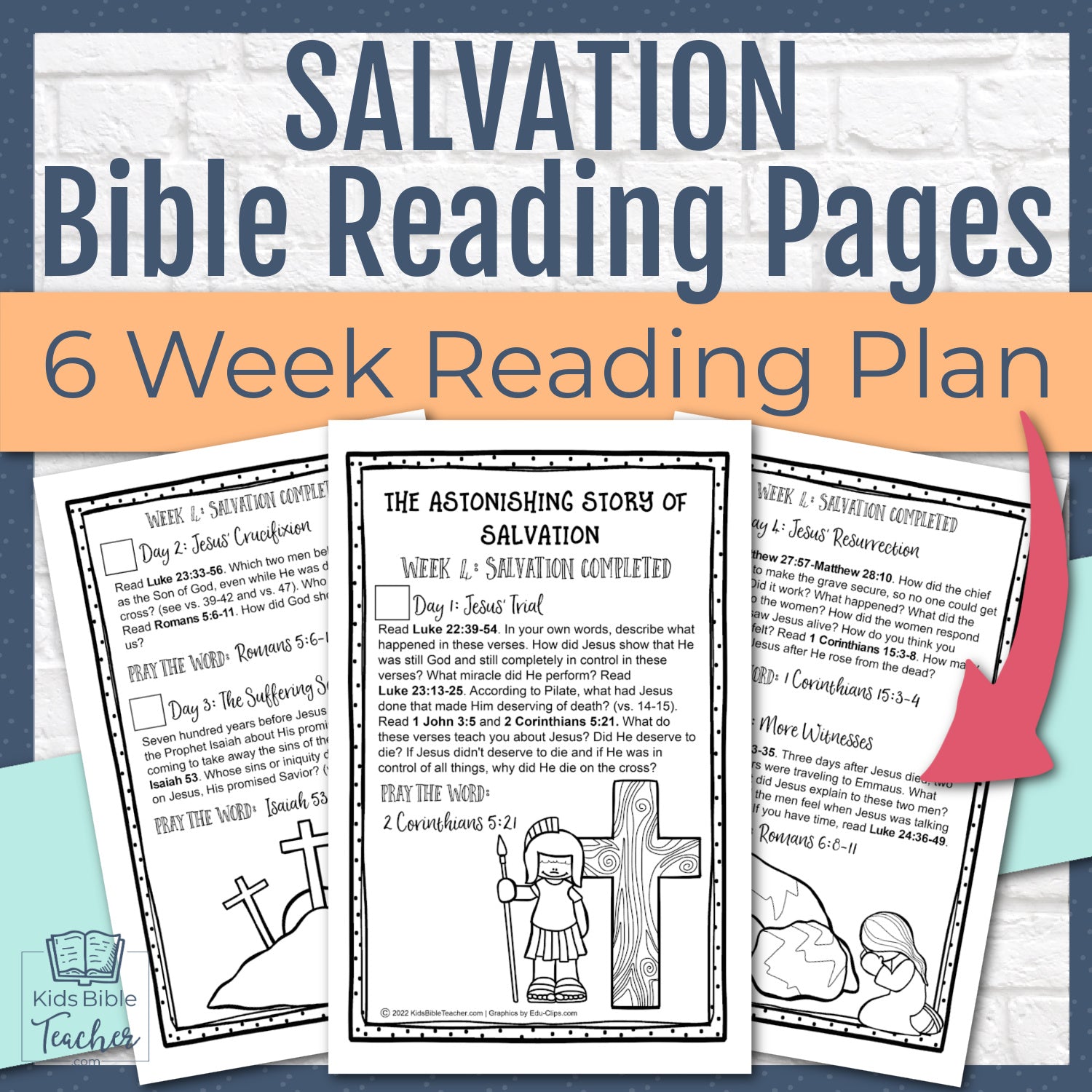 Salvation Bible Reading Pages - Six Week Bible Reading Plan for 1st - 6th Grades