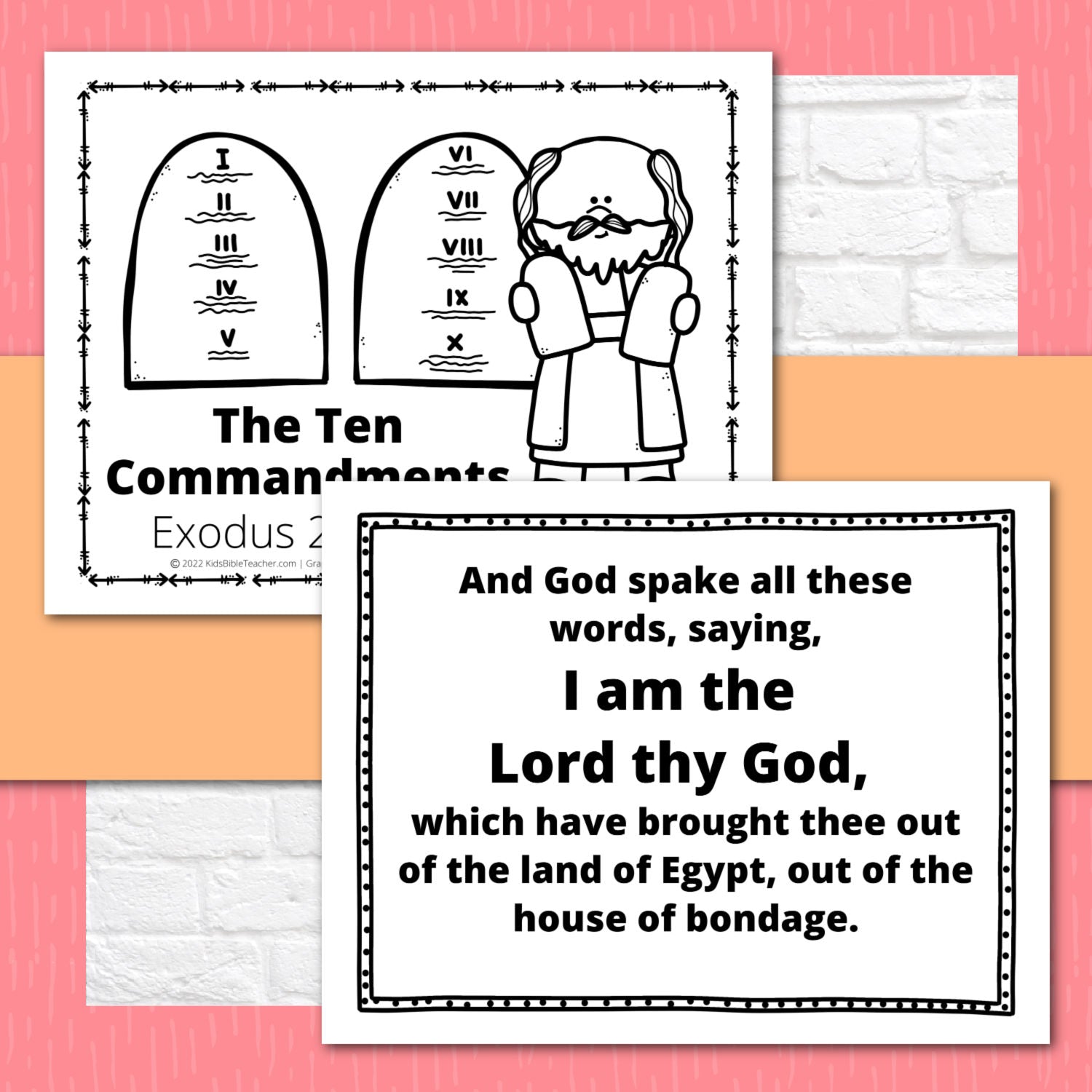 Ten Commandments Activity Booklet Pages for Protestants