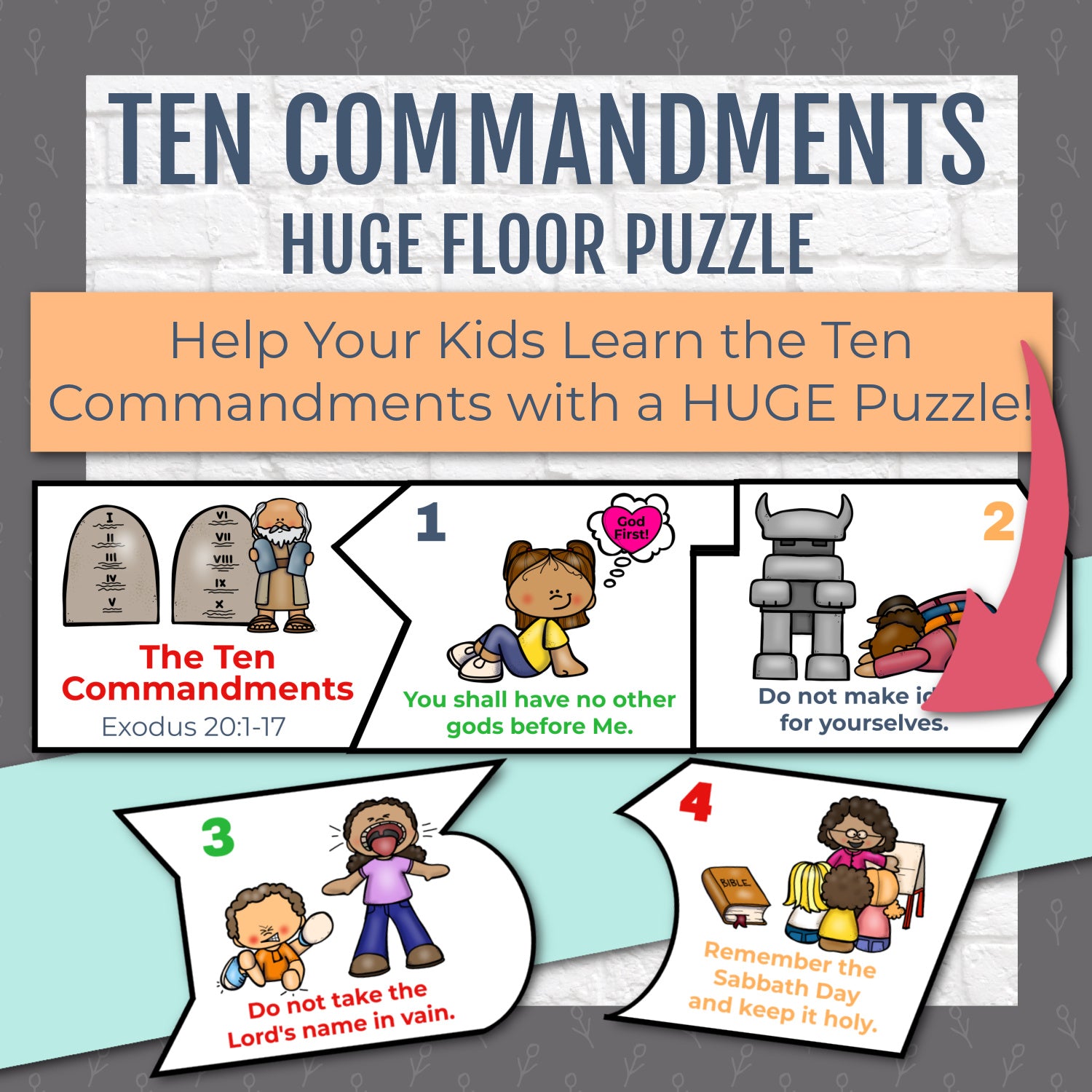 Huge Ten Commandments Puzzle - Ten Commandments Activity for Kids