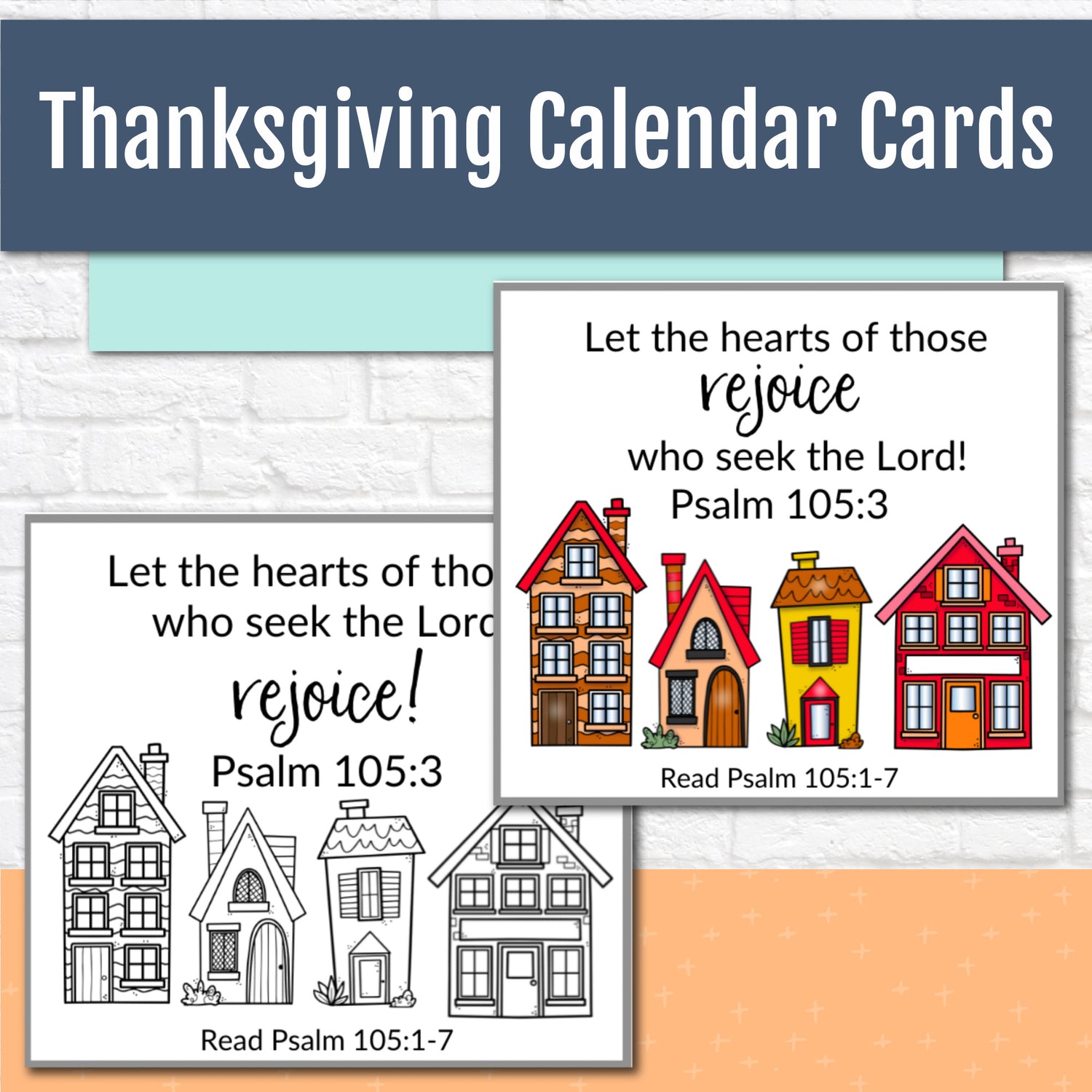 Thanksgiving Calendar Cards with Bible Verses - November Calendar Cards