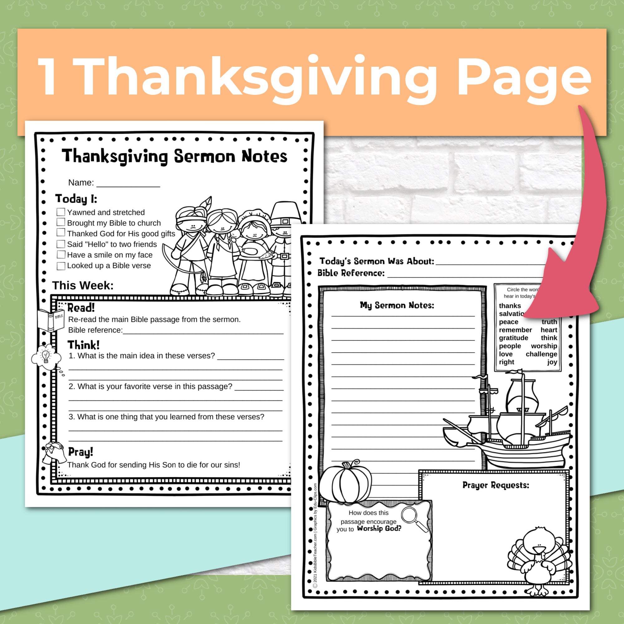 Seasonal and Holidays Sermon Notes Pack for Kids, Instant DIGITAL DOWNLOAD