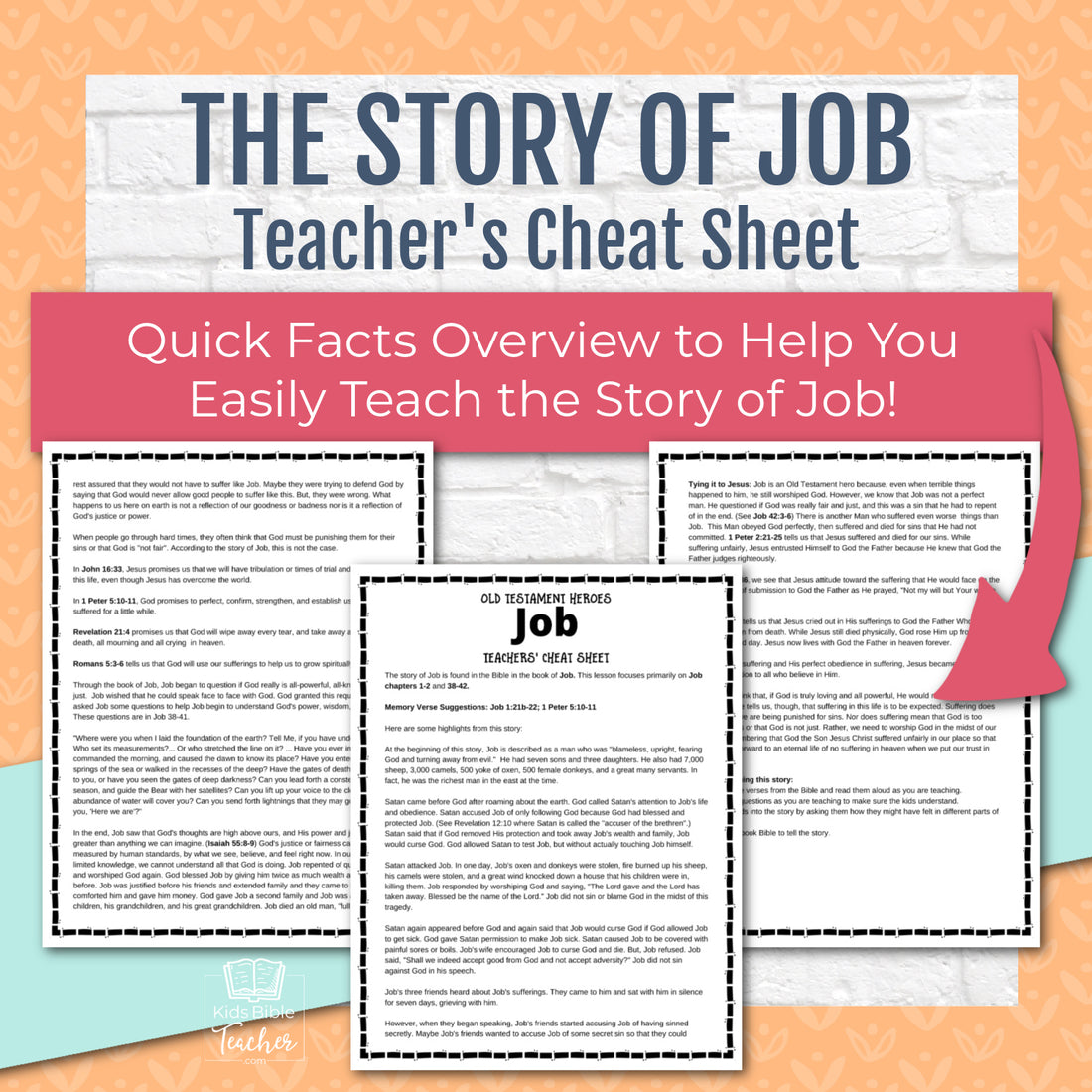 Job Bible Story Complete Lesson Pack for Kindergarten through 6th Grades