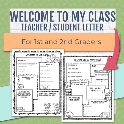 Welcome to My Class Letter for First Graders and Second Graders