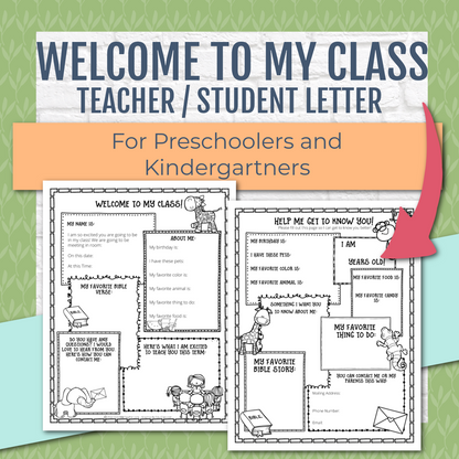 Welcome to My Class Letter for Preschoolers and Kindergartners