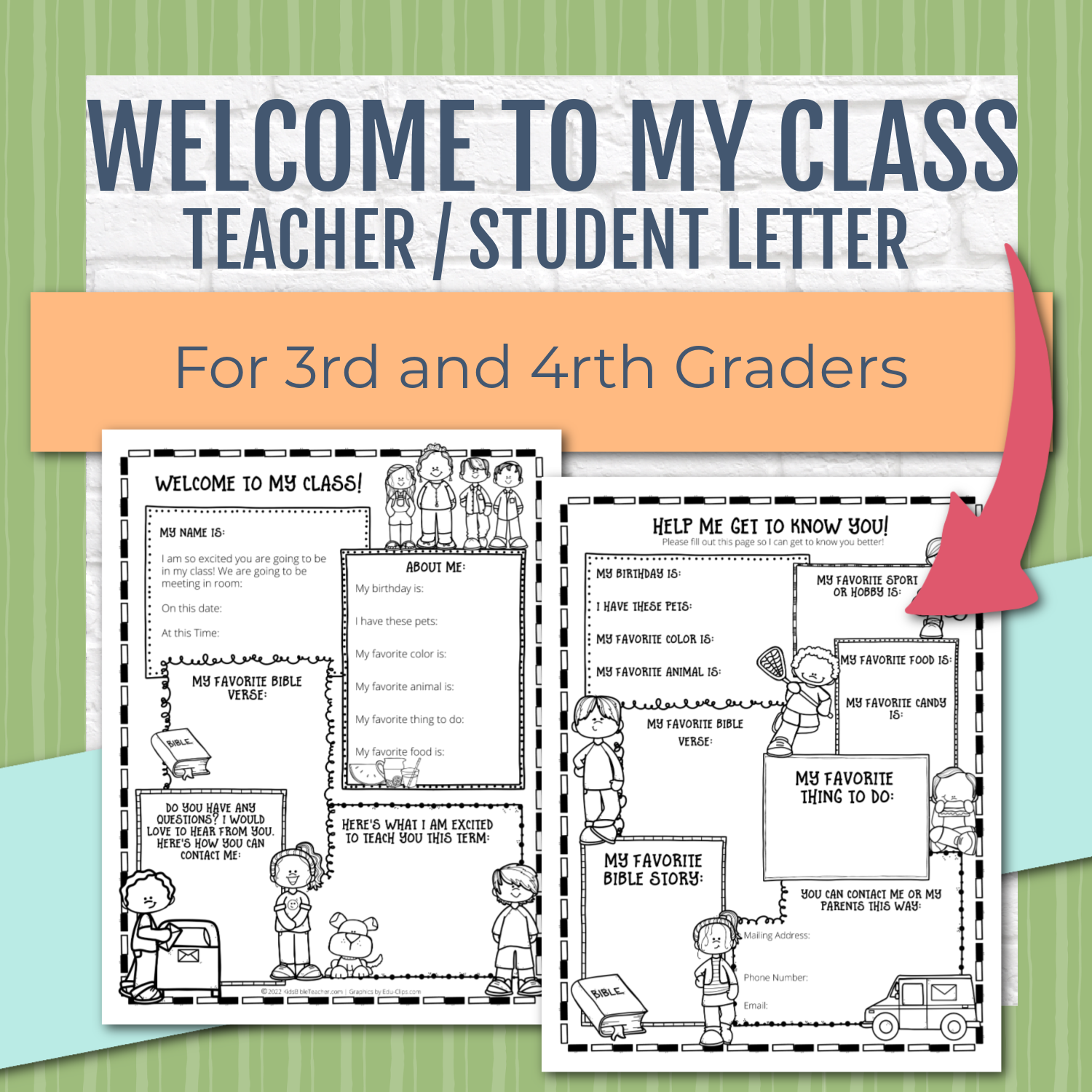 Welcome to My Class Letter for Third Graders and Fourth Graders