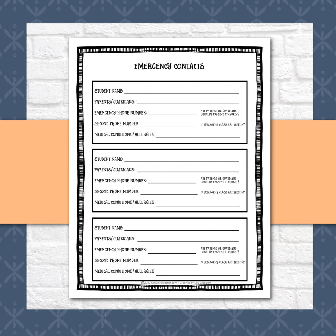 Student Organization Forms for Sunday School or Weekly Bible Class