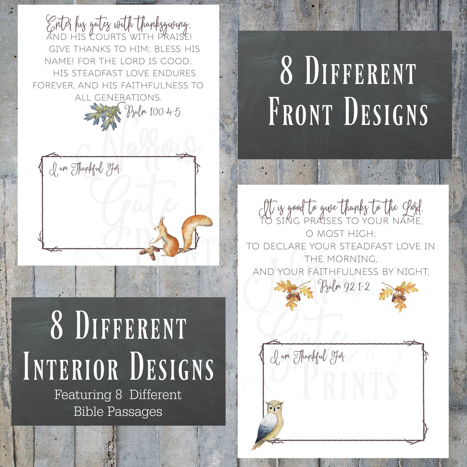 Printable Thanksgiving Place Cards, Woodland Watercolor Set, Instant Download